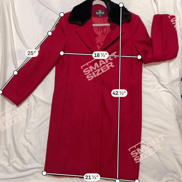 Vintage Braefair Red Wool Coat Black Faux Fur Collar Old Money Retro Size 14 - Picture 8 of 11